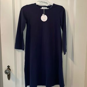 Girls navy blue cotton dress